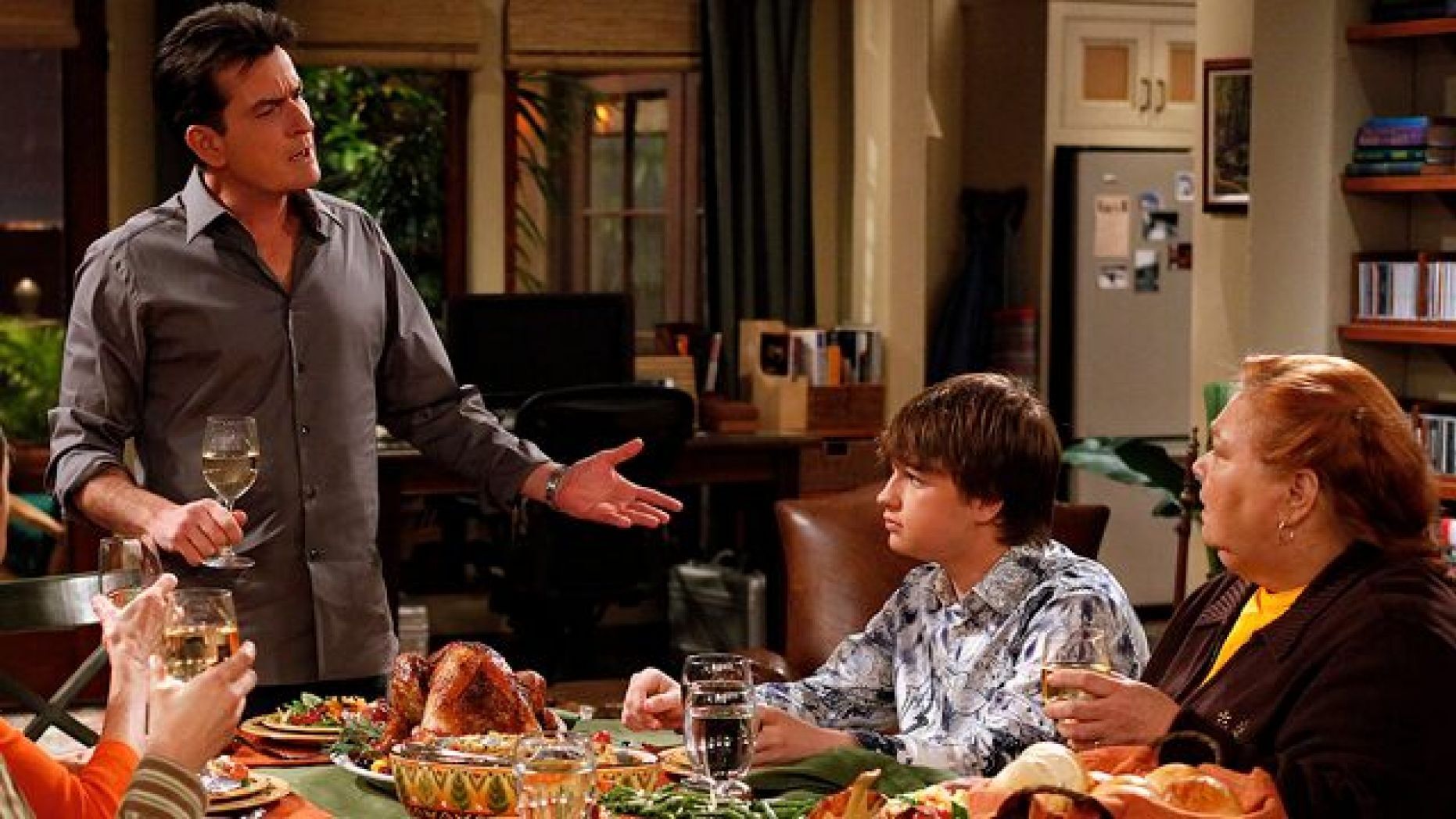 Charlie Sheen, Angus T. Jones and Conchata Ferrell